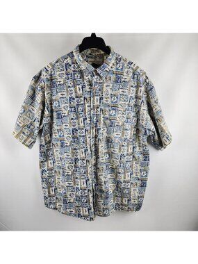 Honolua Surf Co Shirt Mens XL Multi Geometric S/S Hawaiian Motifs Button Up USA